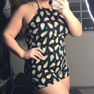 Modern amusement pineapple halter romper